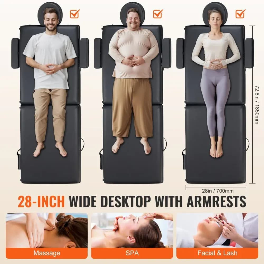 Table de massage pliable réglable 8 hauteurs, avec appui-tête et sac – photo 4
