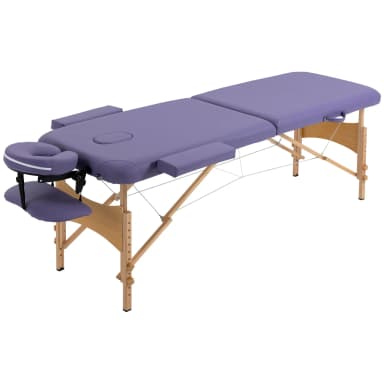 Table de massage pliable 2 sections en bois, avec sac – Violette