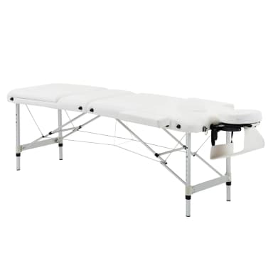 Table de massage pliable 3 sections en aluminium, 81 cm – Blanche