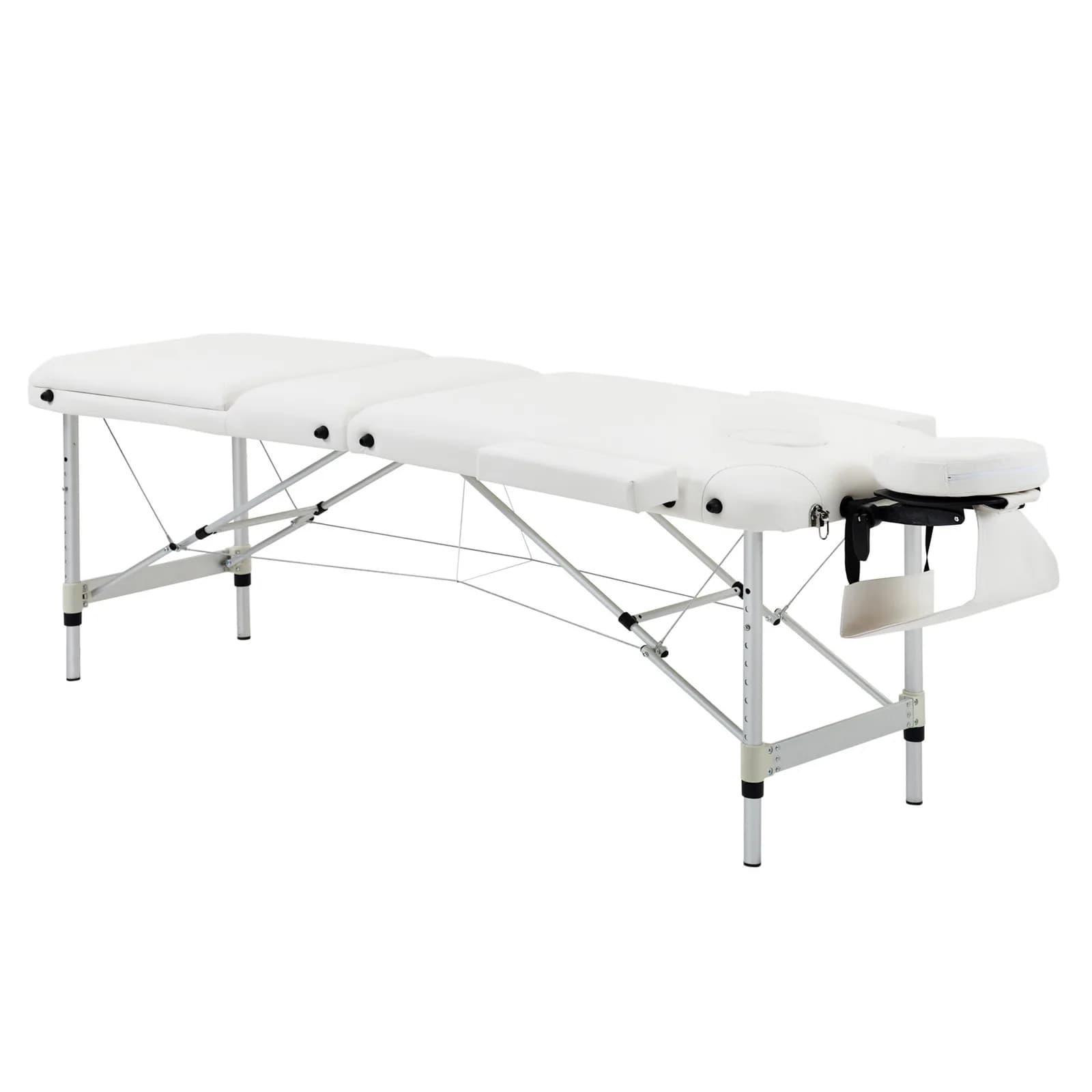 Table de massage pliable 3 sections en aluminium, 81 cm – Blanche