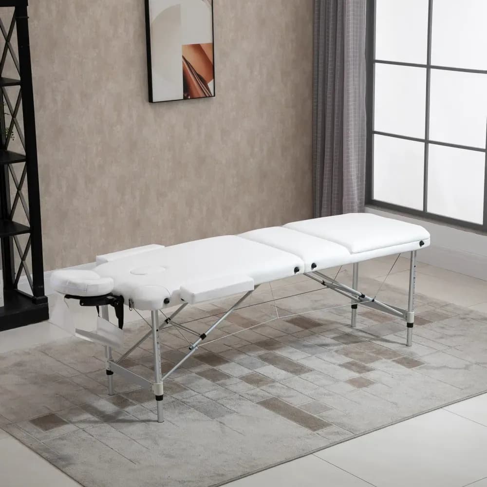 Table de massage pliable 3 sections en aluminium, 81 cm – Blanche – photo 5
