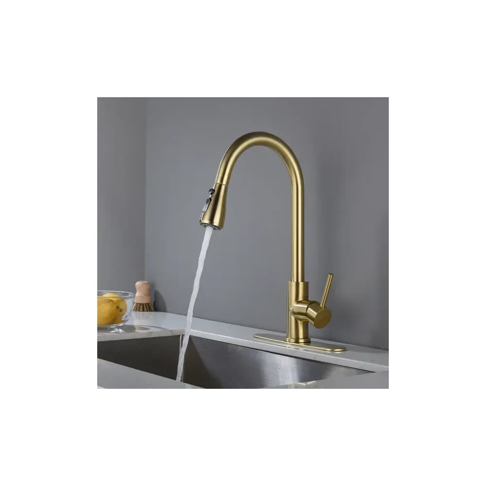 Robinet de cuisine à douchette extractible, bec haut pivotant 360°