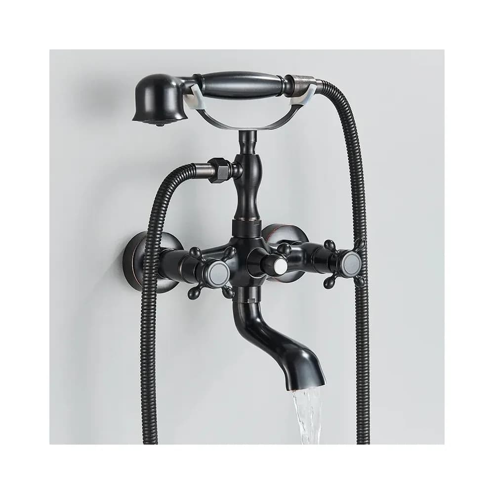 Robinetterie bain-douche rétro en laiton bronze noir – photo 5
