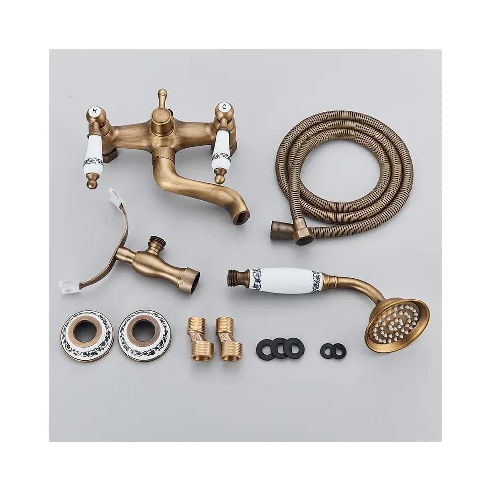 Robinetterie bain-douche rétro en laiton bronze noir – photo 6
