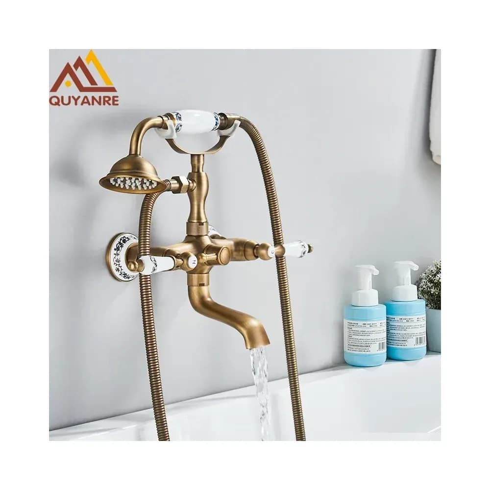 Robinetterie bain-douche rétro en laiton bronze noir