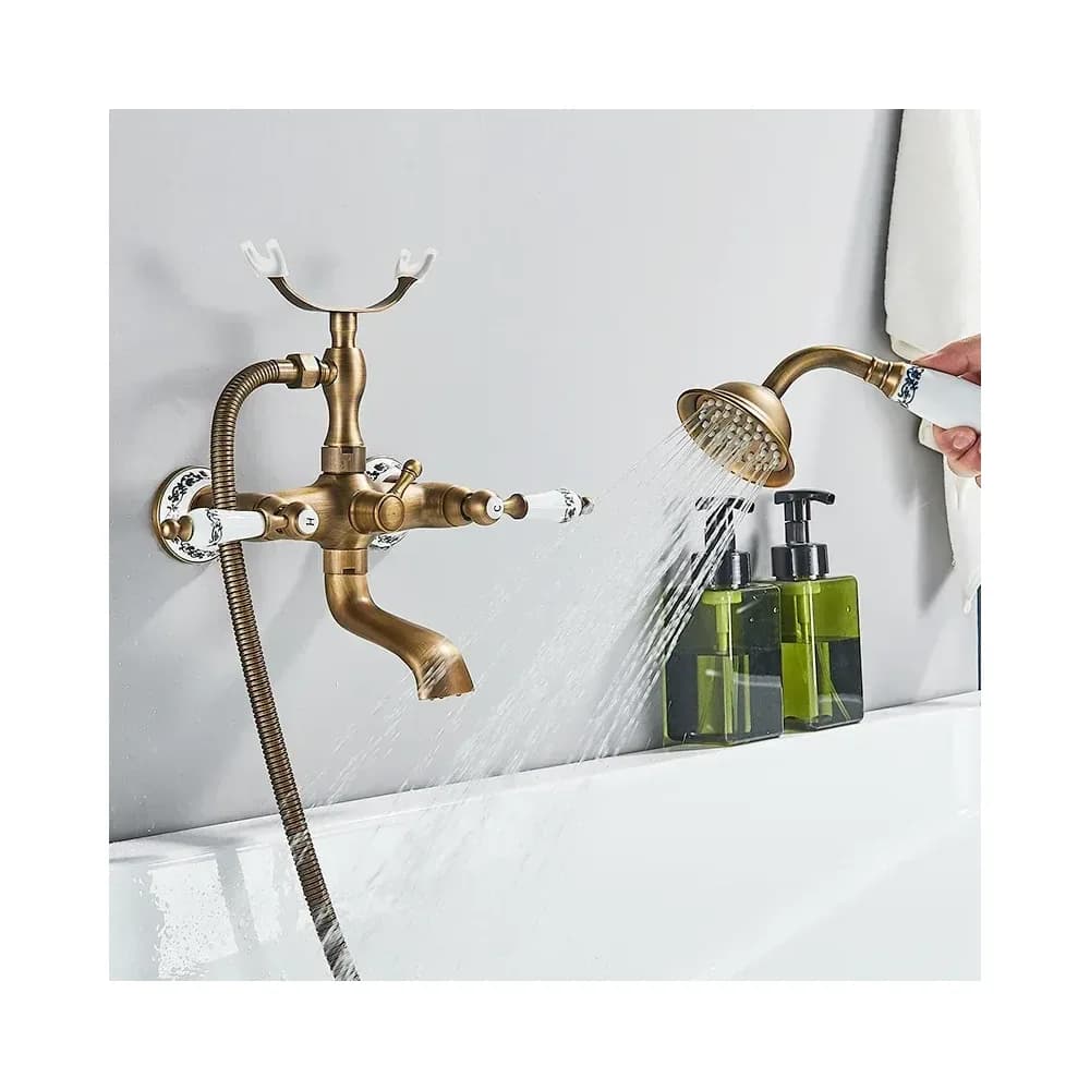 Robinetterie bain-douche rétro en laiton bronze noir – photo 3