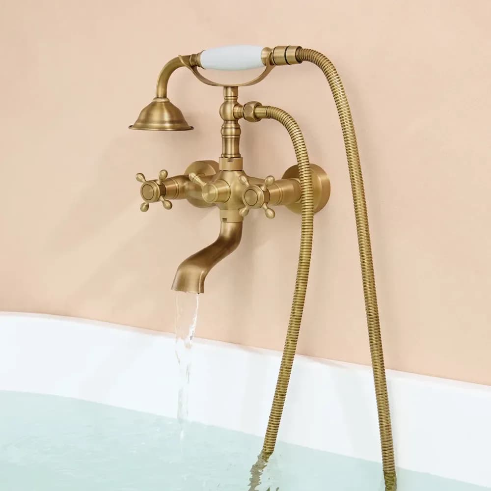 Kit de douche et baignoire rétro Auralum en bronze massif