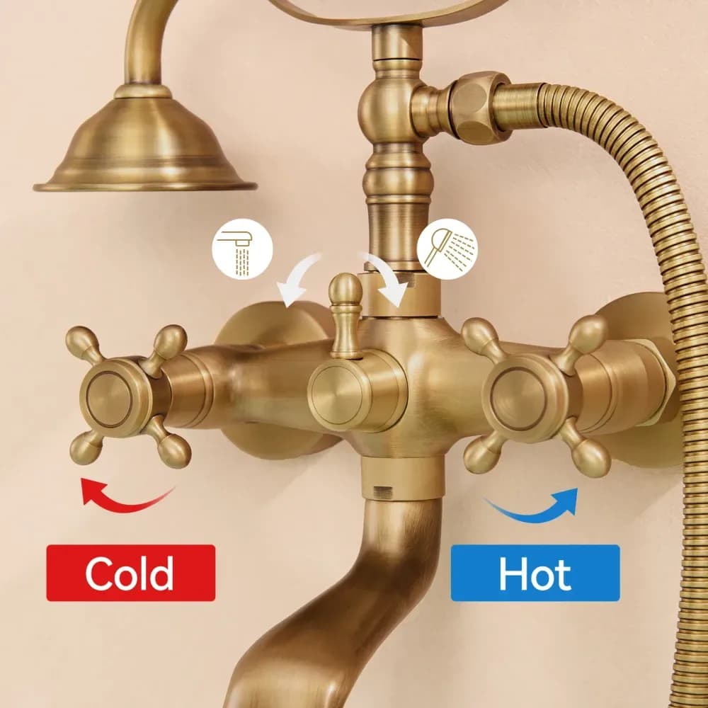 Kit de douche et baignoire rétro Auralum en bronze massif – photo 2
