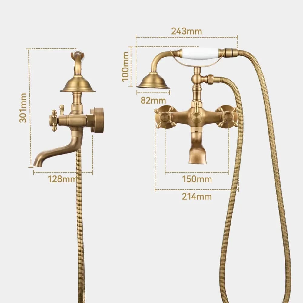 Kit de douche et baignoire rétro Auralum en bronze massif – photo 4