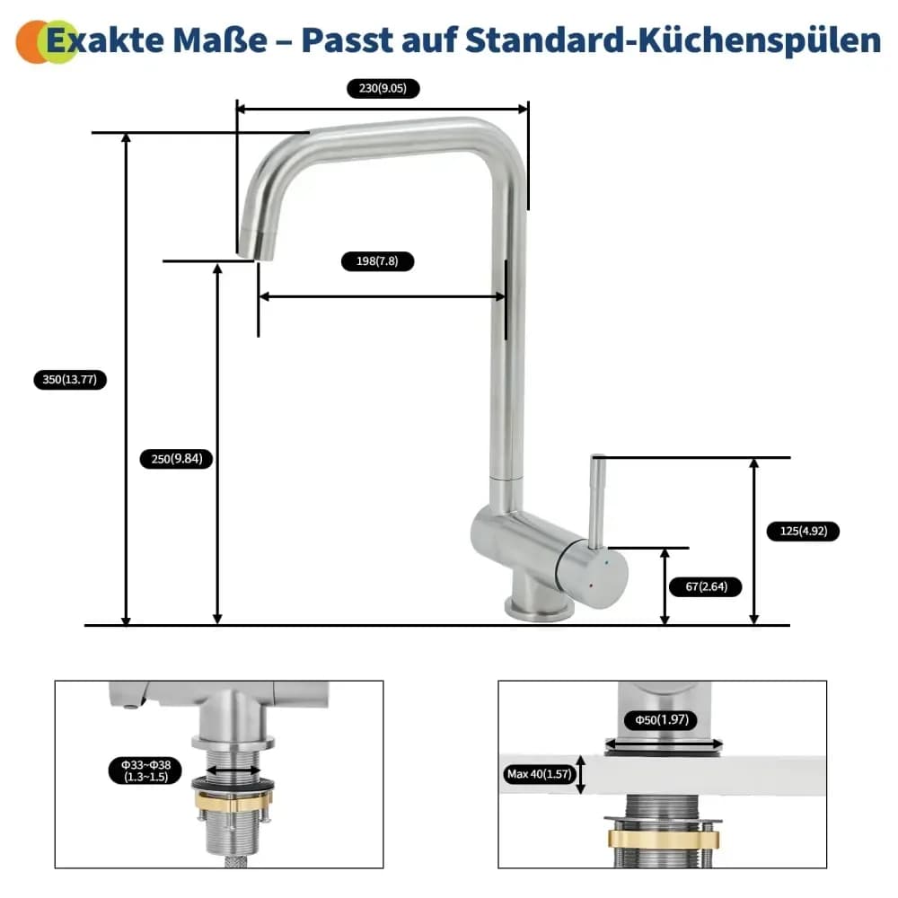 Robinet de cuisine pliable en inox 304, rotatif 360° – photo 4