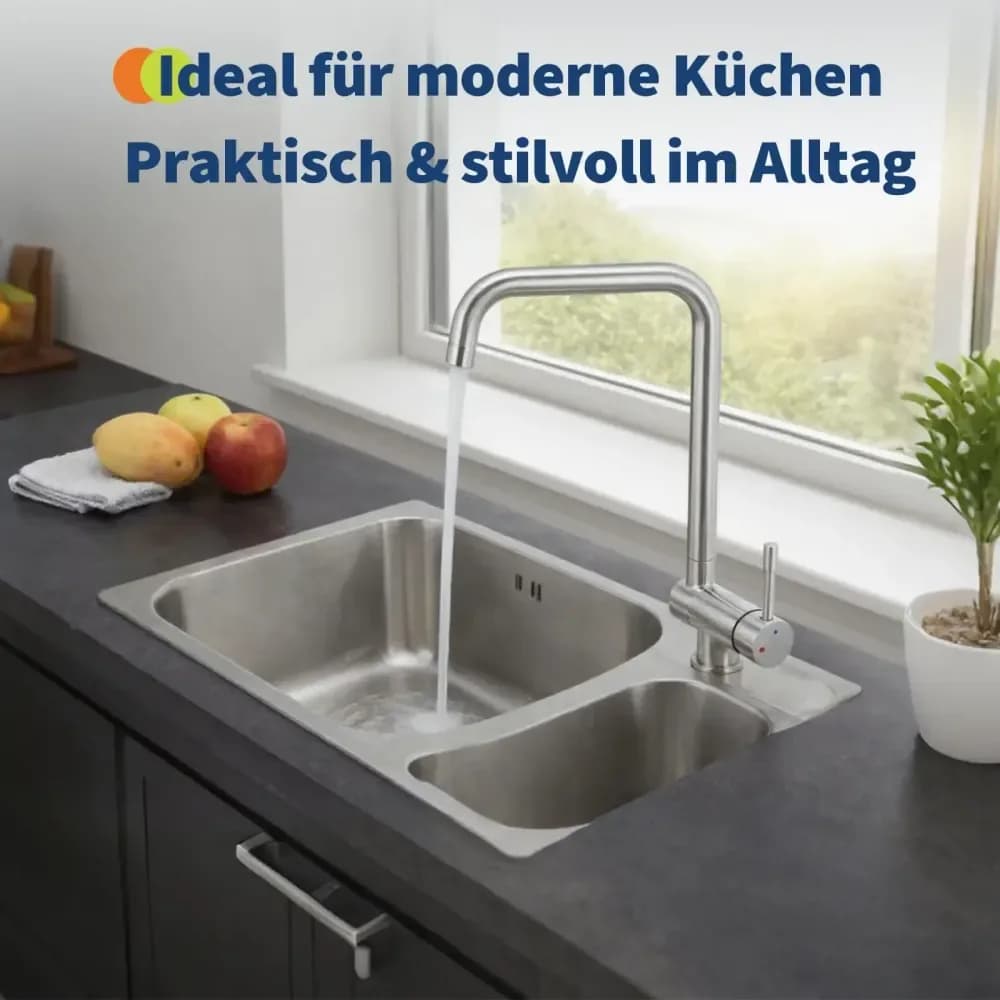 Robinet de cuisine pliable en inox 304, rotatif 360° – photo 3