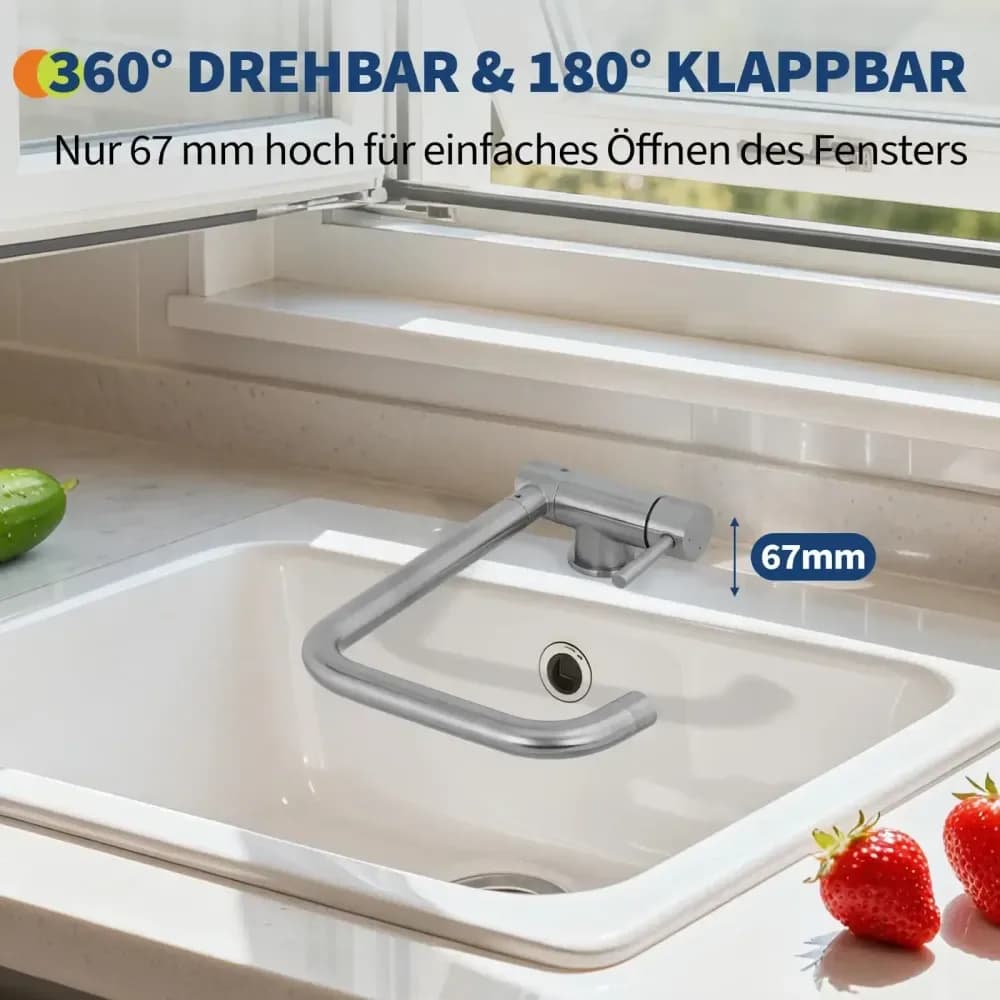Robinet de cuisine pliable en inox 304, rotatif 360° – photo 6