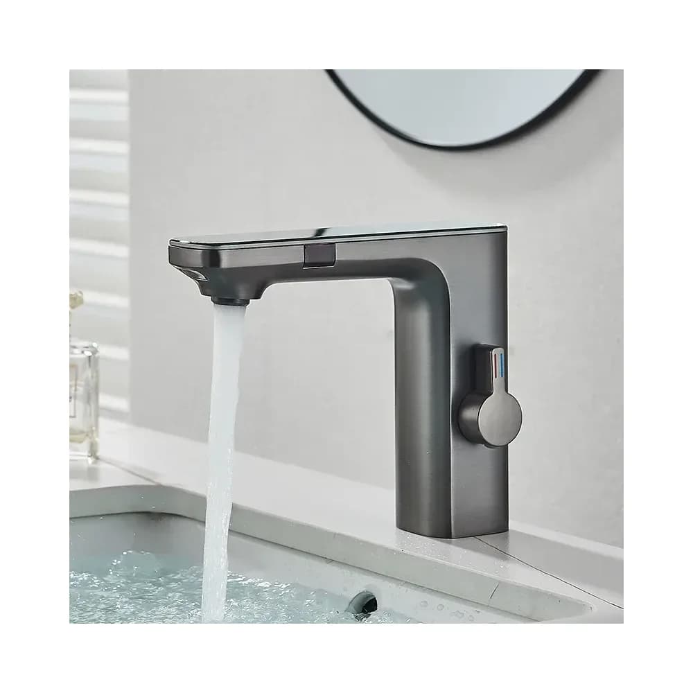 Mitigeur de lavabo sans contact avec écran numérique – Gris – photo 3