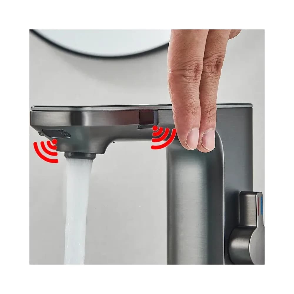 Mitigeur de lavabo sans contact avec écran numérique – Gris – photo 4