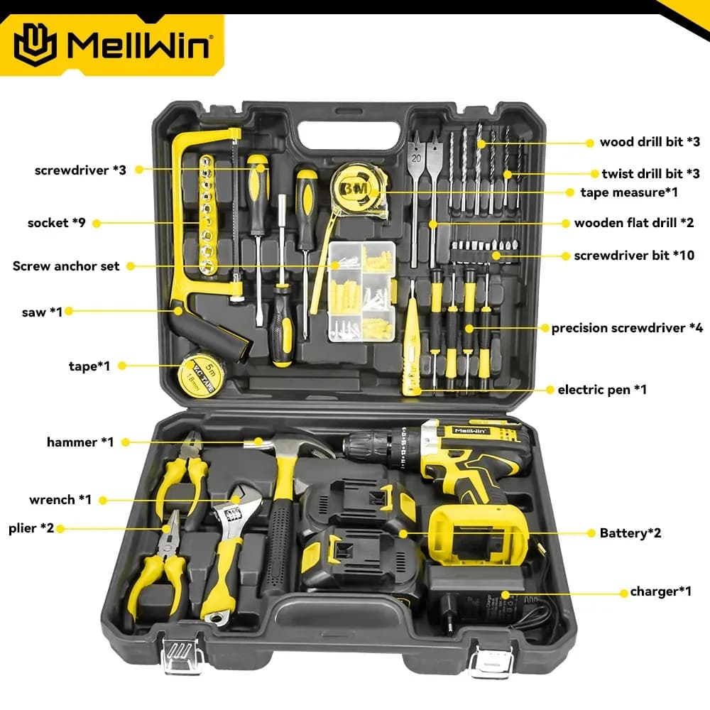 Perceuse-visseuse à percussion sans fil Mellwin, batterie Makita 18V – photo 3