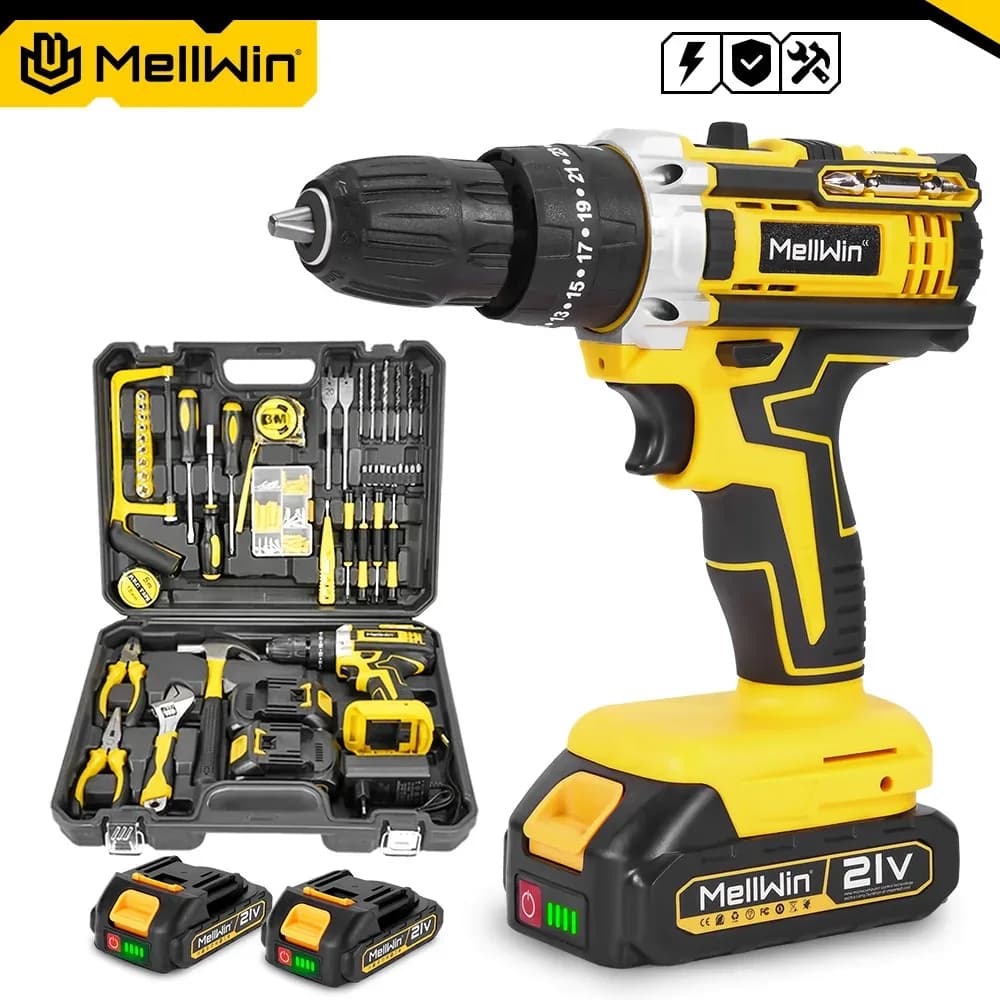 Perceuse-visseuse à percussion sans fil Mellwin, batterie Makita 18V