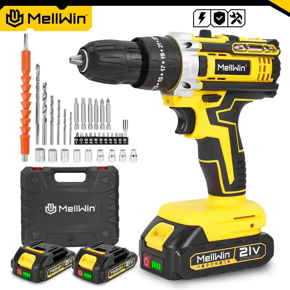 Perceuse-visseuse à percussion sans fil Mellwin, batterie Makita 18V – photo 2