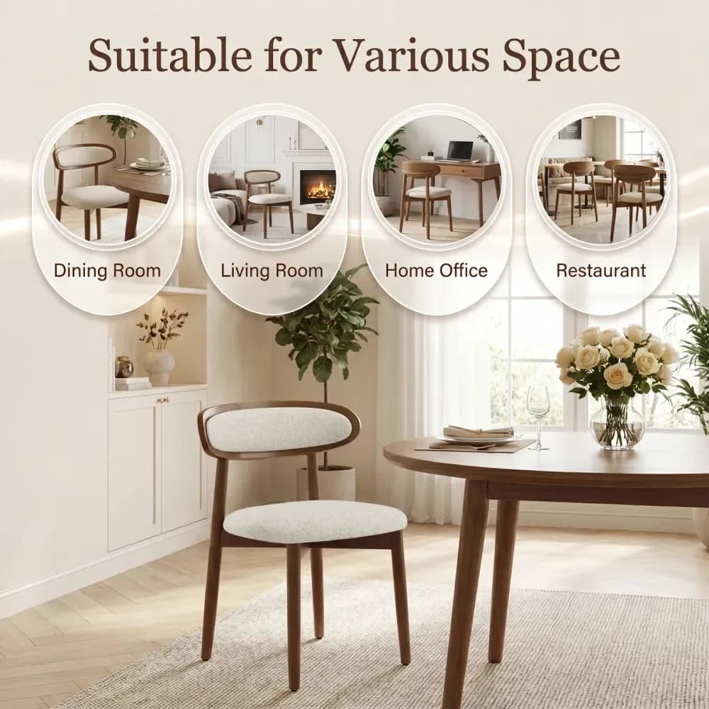 Lot de 2 chaises scandinaves en bois massif, assise rembourrée – photo 3