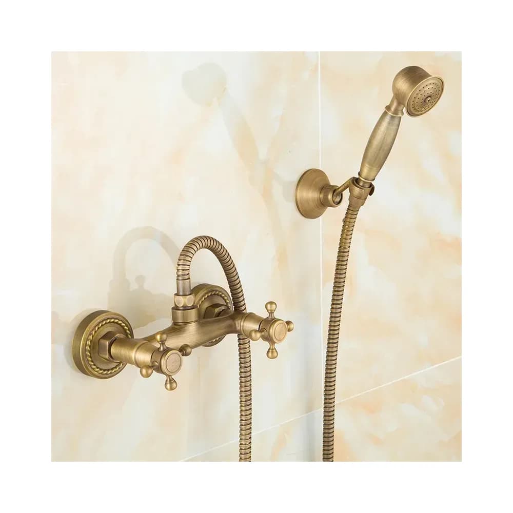 Mitigeur de douche en laiton antique avec douchette – photo 3
