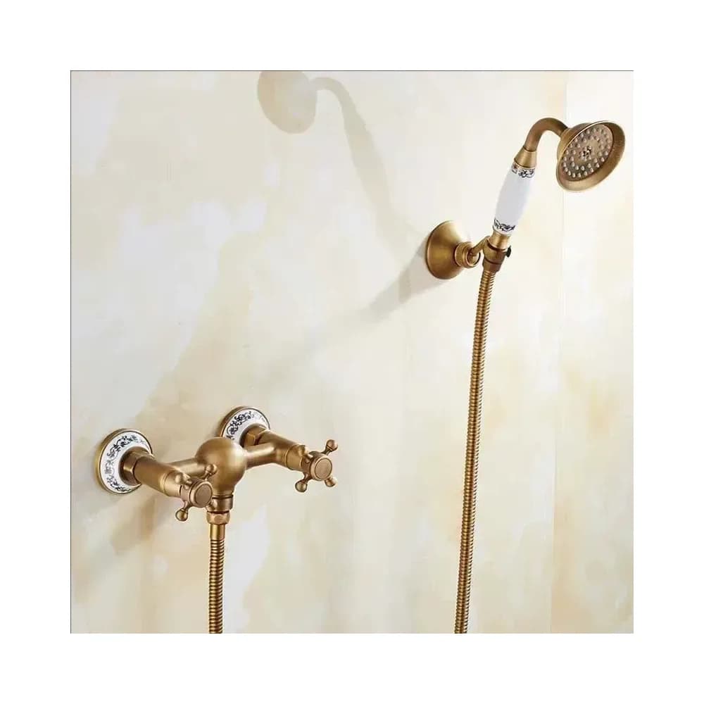 Mitigeur de douche en laiton antique avec douchette – photo 2