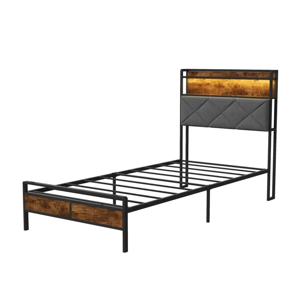 Lit simple Simurq 90 x 200 cm avec rangement – Gris – photo 8