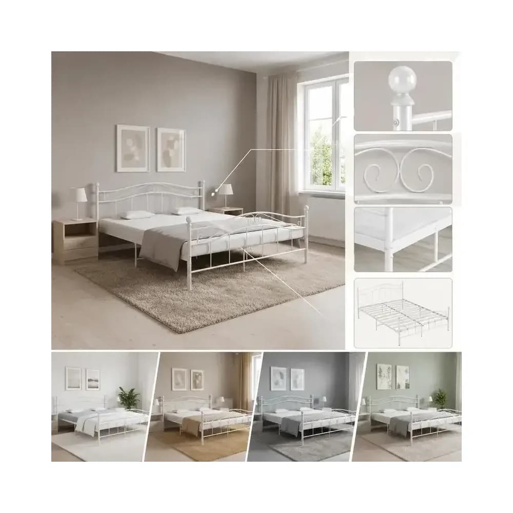 Lit en métal blanc 140x200 cm – photo 4