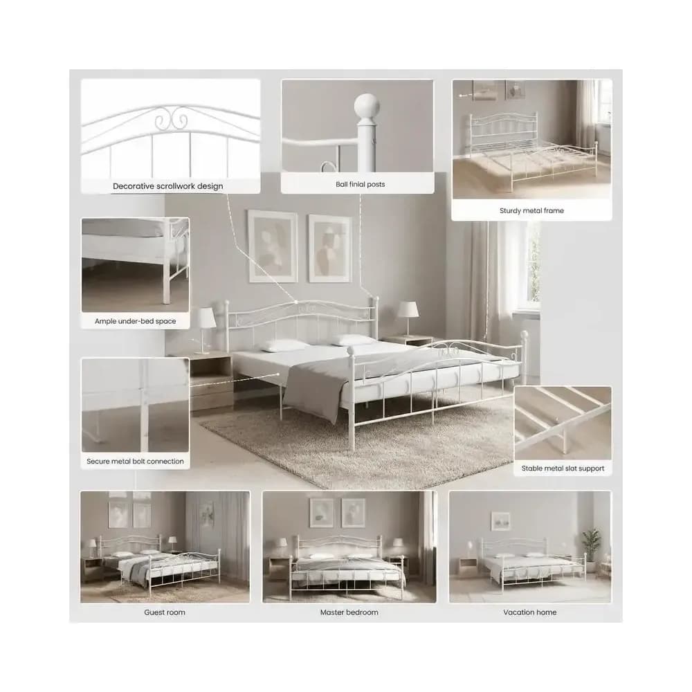 Lit en métal blanc 140x200 cm – photo 3