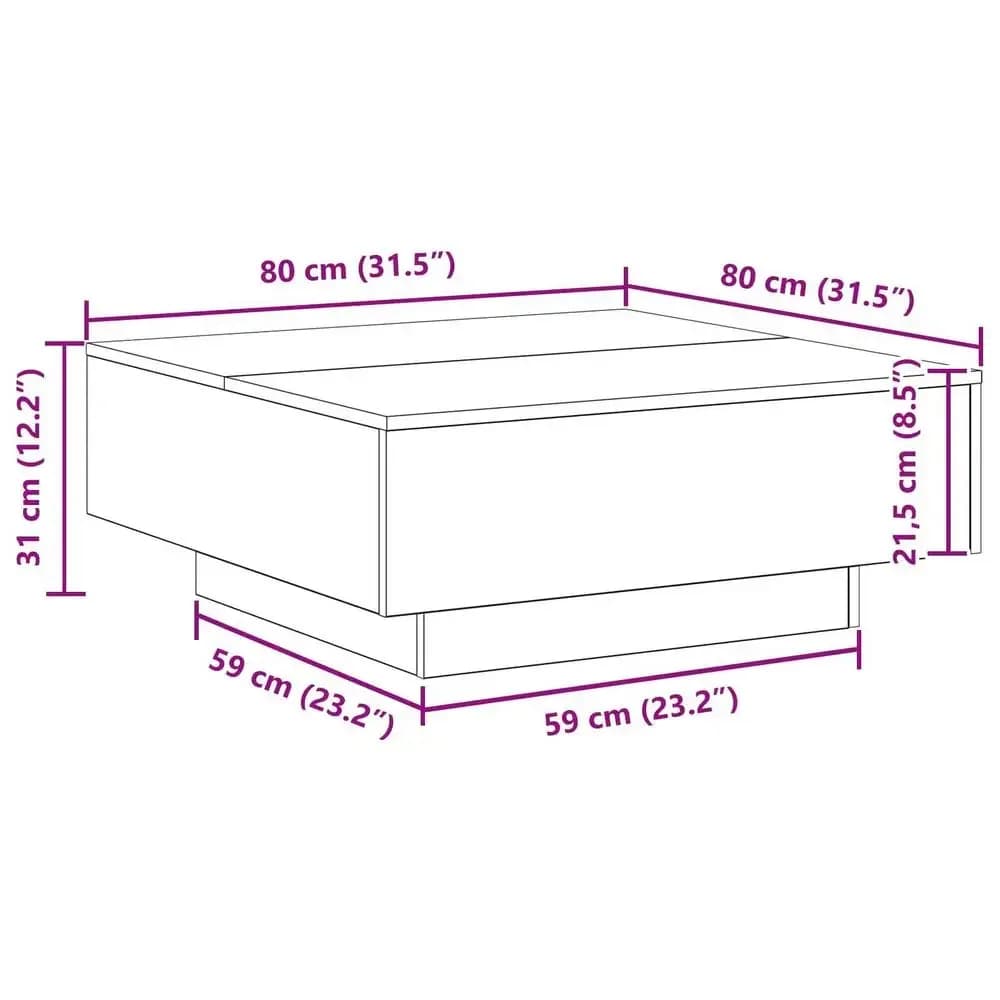 Table basse carrée minimaliste 80 x 80 cm avec rangement – photo 6