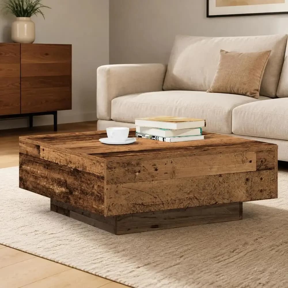 Table basse carrée minimaliste 80 x 80 cm avec rangement – photo 5