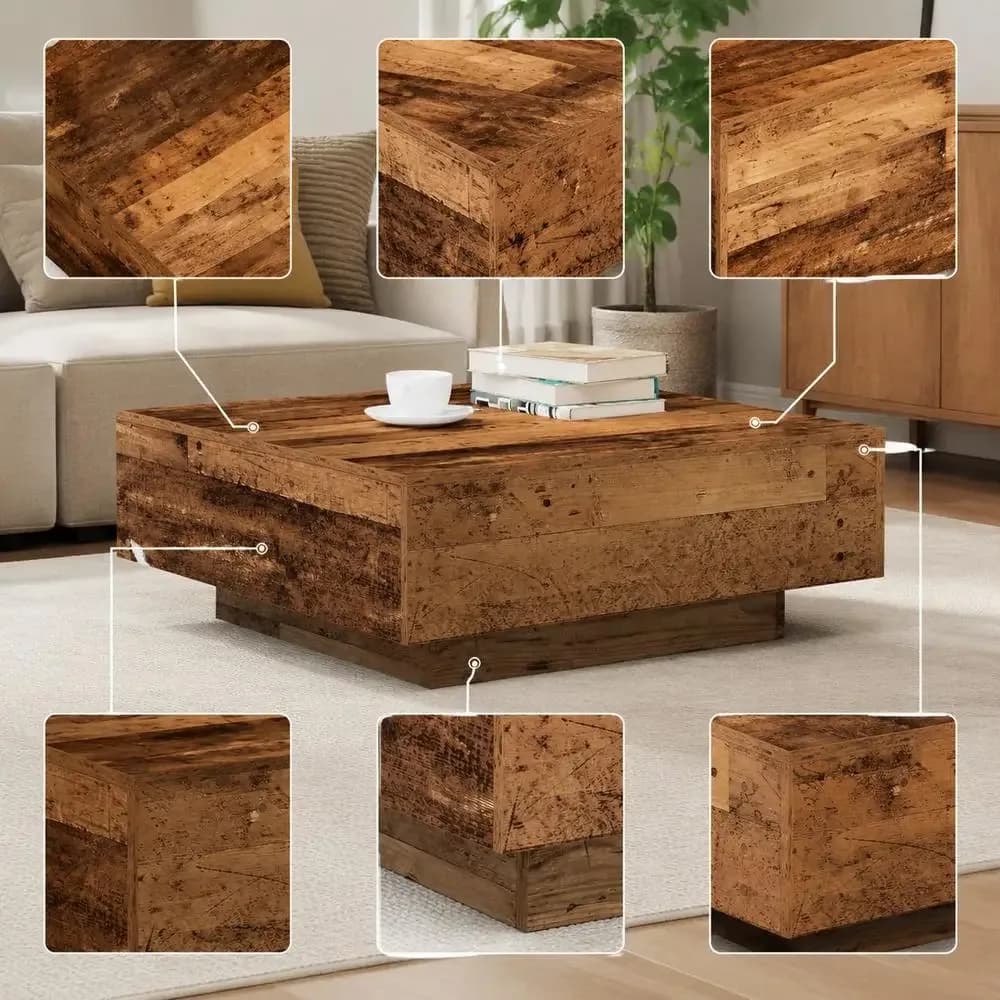 Table basse carrée minimaliste 80 x 80 cm avec rangement – photo 4