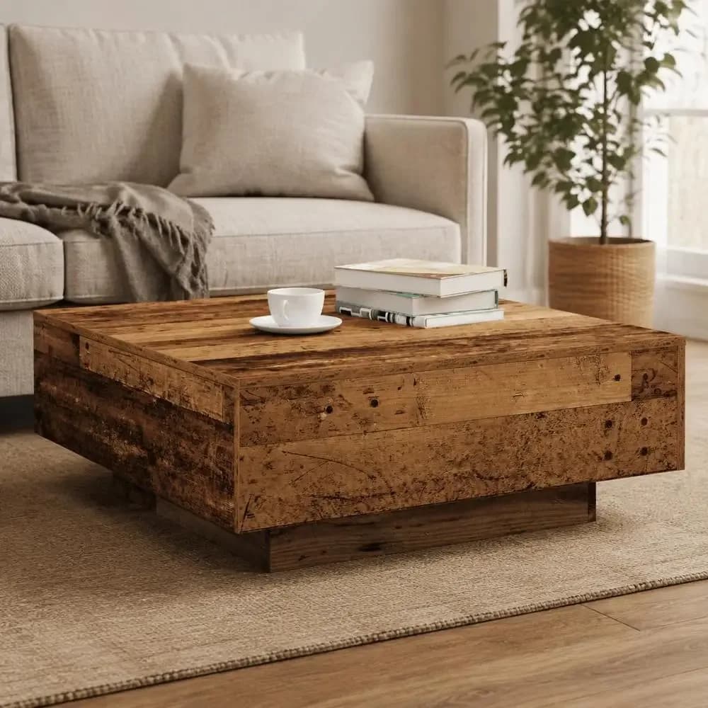 Table basse carrée minimaliste 80 x 80 cm avec rangement – photo 2