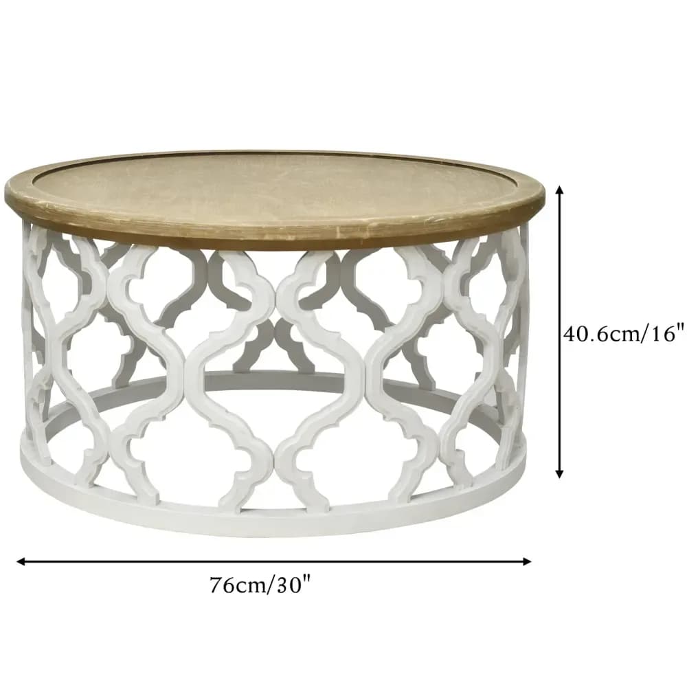 Table basse ronde en bois Ø 76 cm, style campagne chic – photo 4