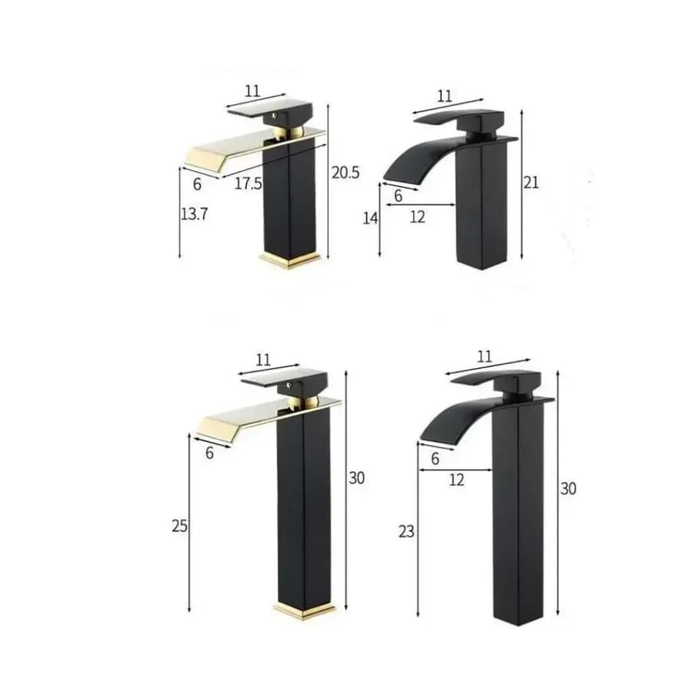Mitigeur de lavabo cascade en laiton doré et noir – photo 3