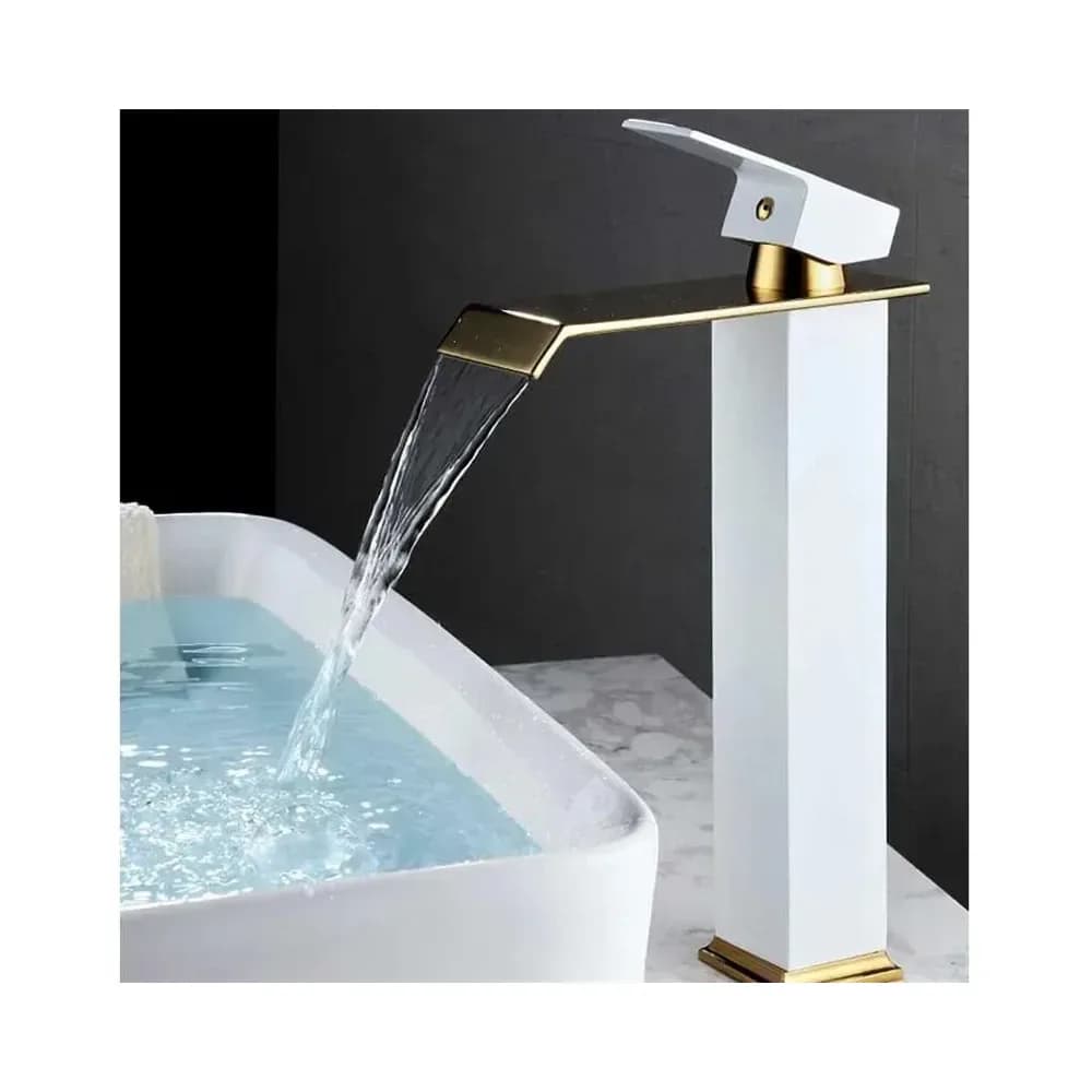 Mitigeur de lavabo cascade en laiton doré et noir – photo 6