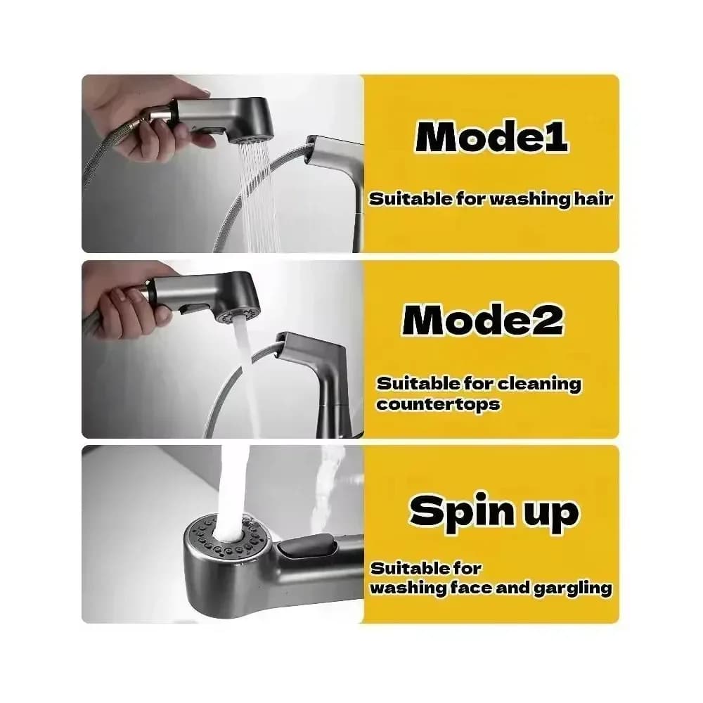 Robinet de cuisine rotatif 360° inox avec douchette – photo 6