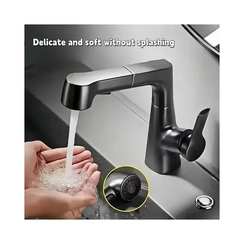 Robinet de cuisine rotatif 360° inox avec douchette – photo 3