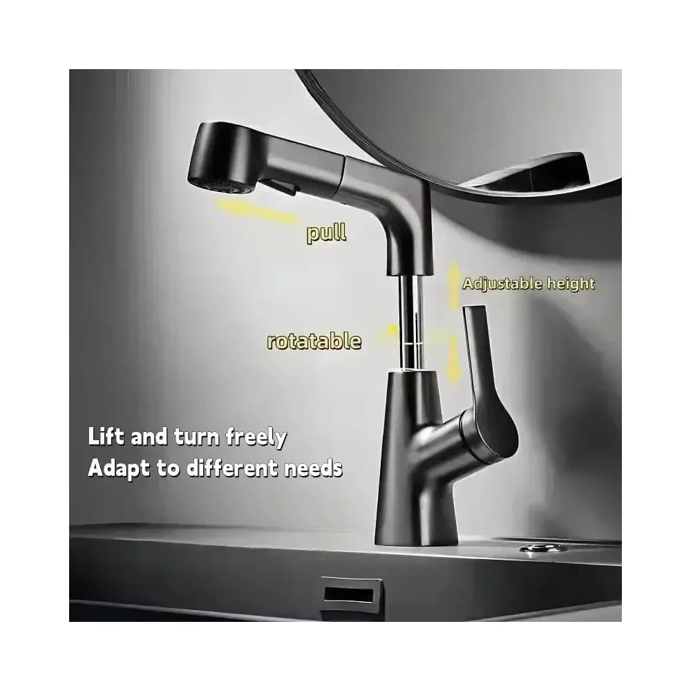 Robinet de cuisine rotatif 360° inox avec douchette – photo 2