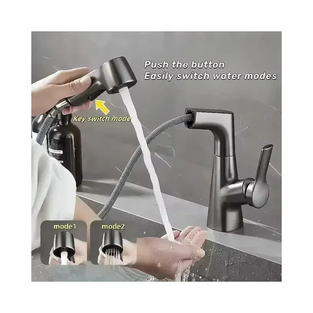 Robinet de cuisine rotatif 360° inox avec douchette – photo 4