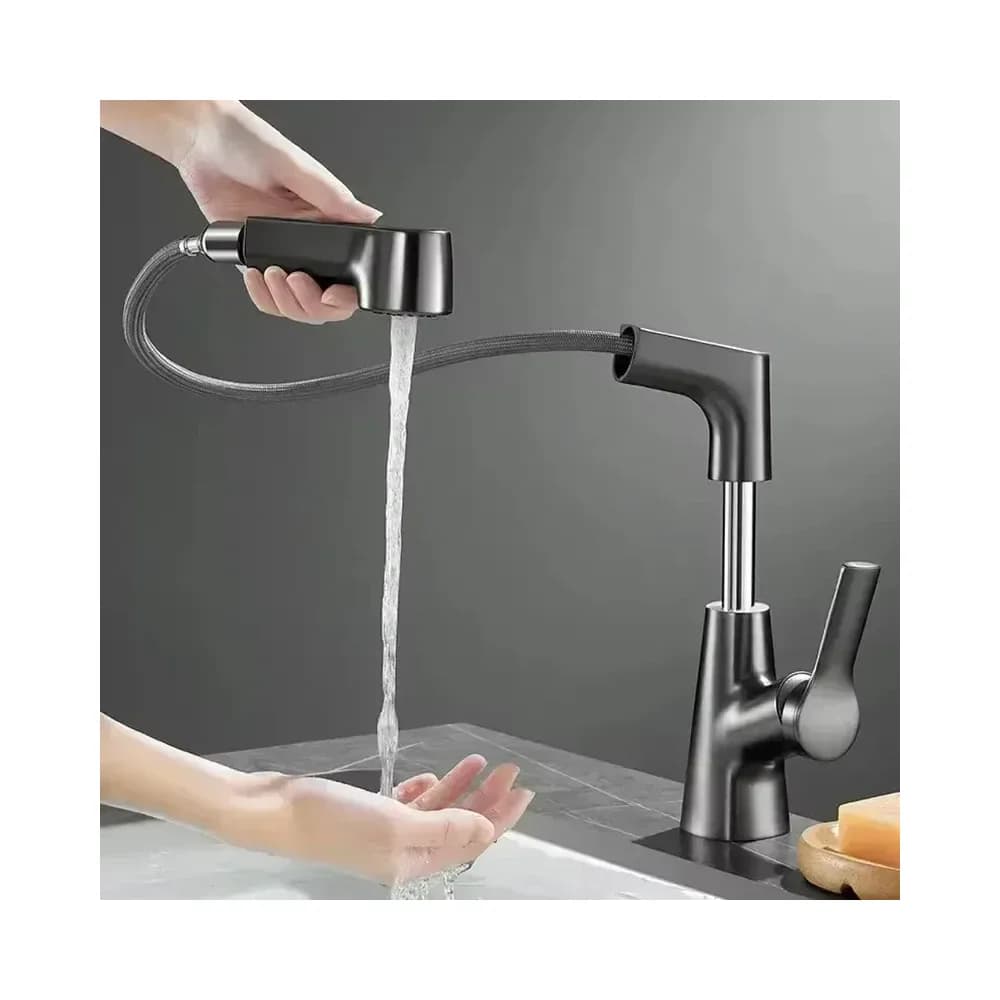 Robinet de cuisine rotatif 360° inox avec douchette