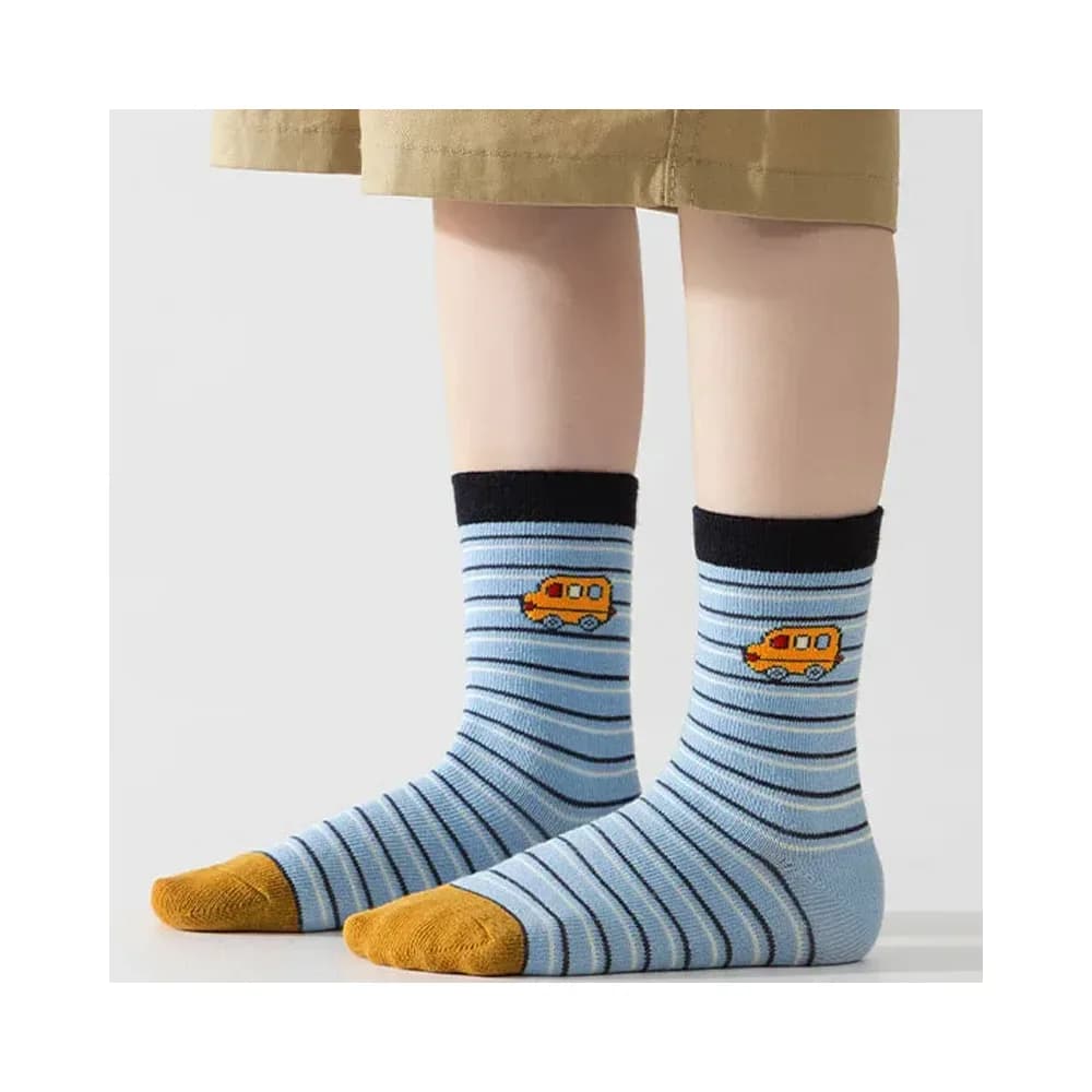 5 paires de chaussettes antidérapantes enfant, motifs véhicules – photo 4