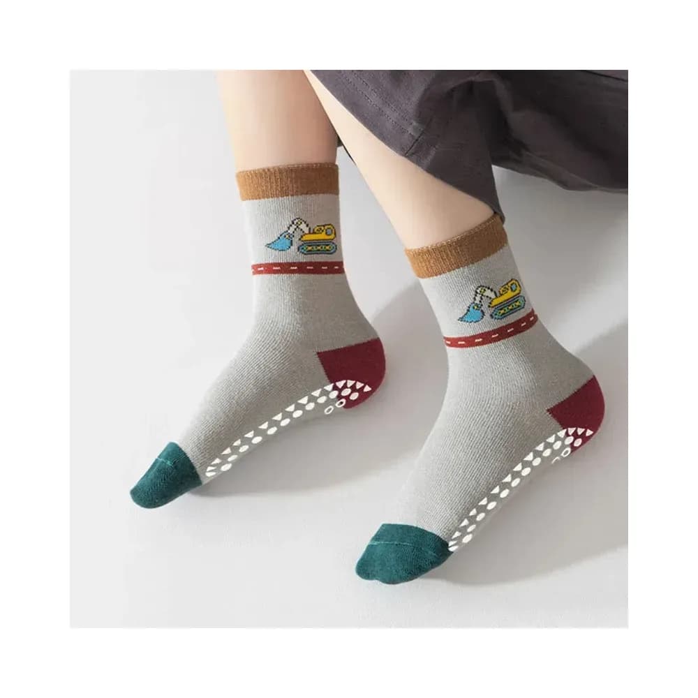 5 paires de chaussettes antidérapantes enfant, motifs véhicules – photo 5