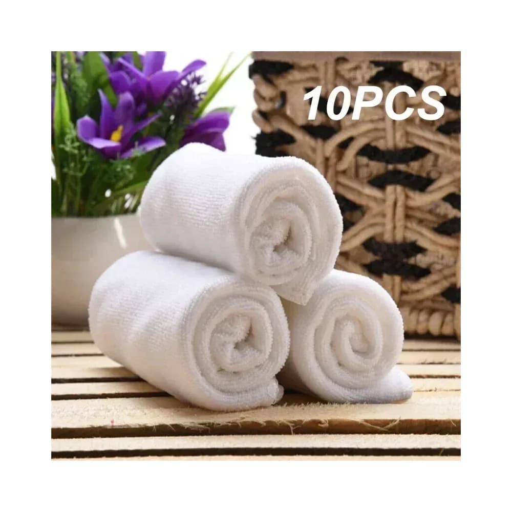 Lot de 10 serviettes en microfibre blanches