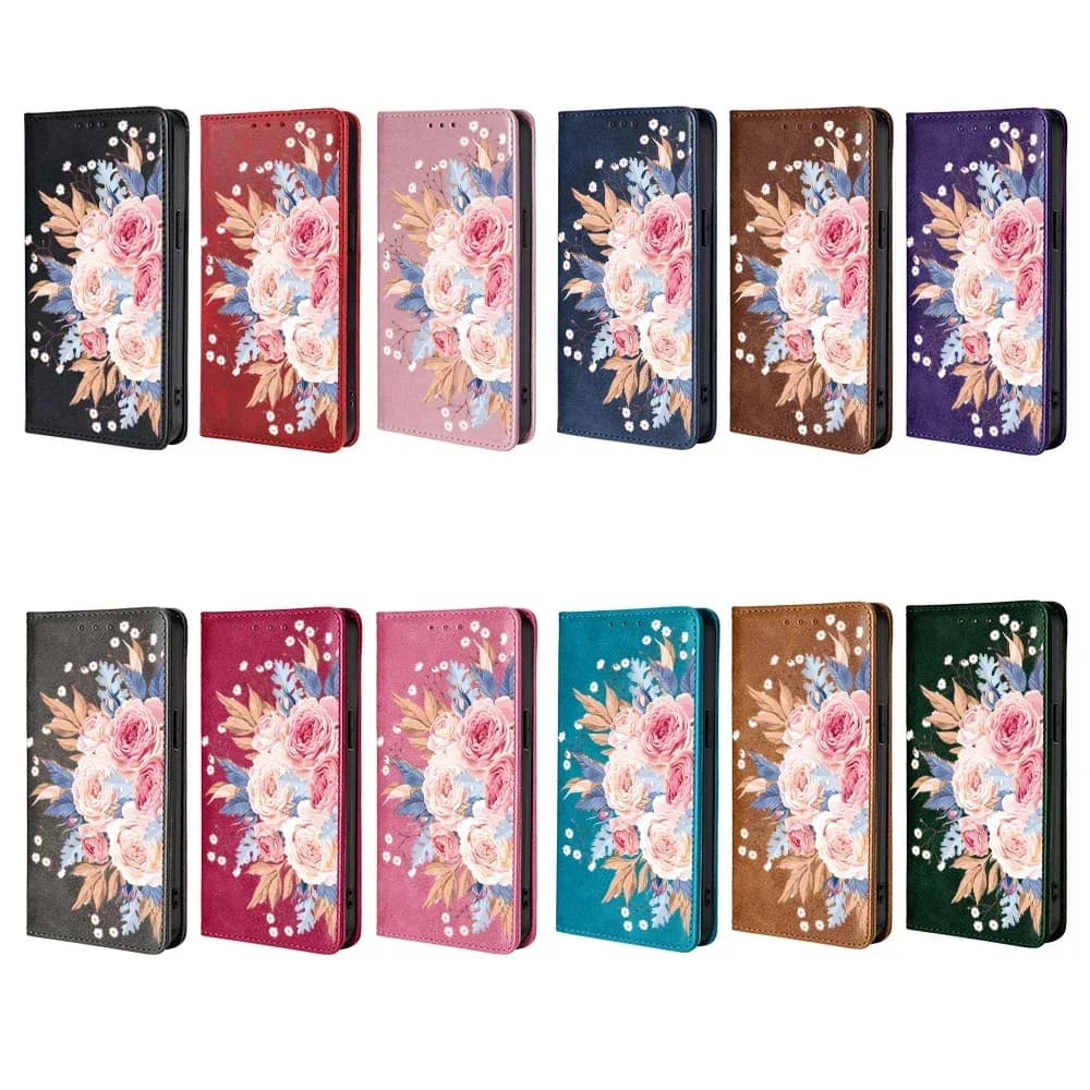 Étui portefeuille fleuri en simili cuir pour iPhone 11 à 17 – photo 5