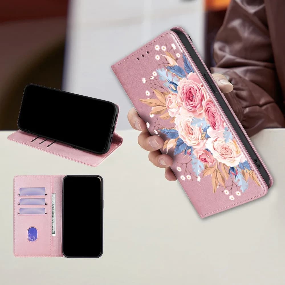 Étui portefeuille fleuri en simili cuir pour iPhone 11 à 17 – photo 3