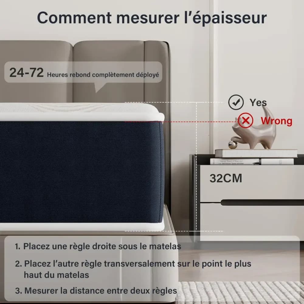 Matelas mémoire de forme réversible 7 zones, 28 cm – photo 7