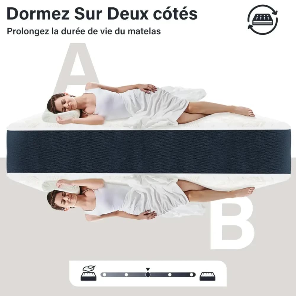 Matelas mémoire de forme réversible 7 zones, 28 cm – photo 4