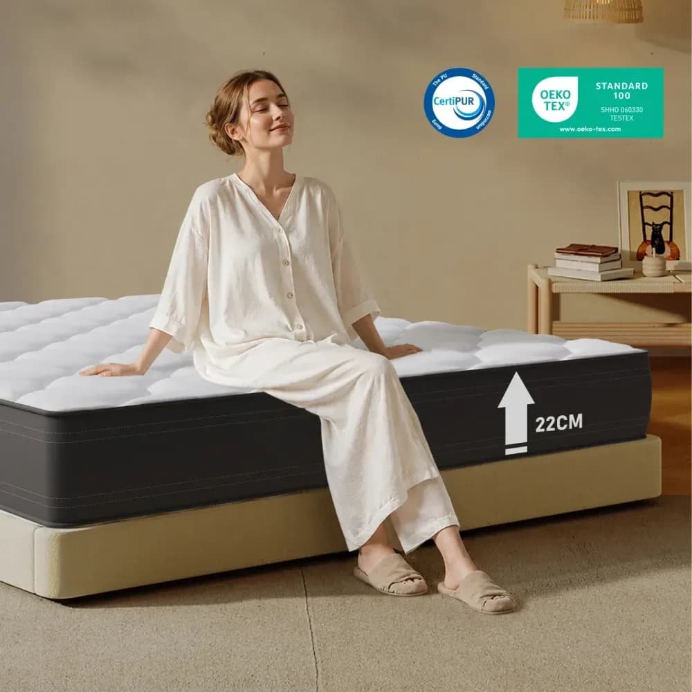 Matelas LUVANZA ressorts ensachés 7 zones, fermeté H4