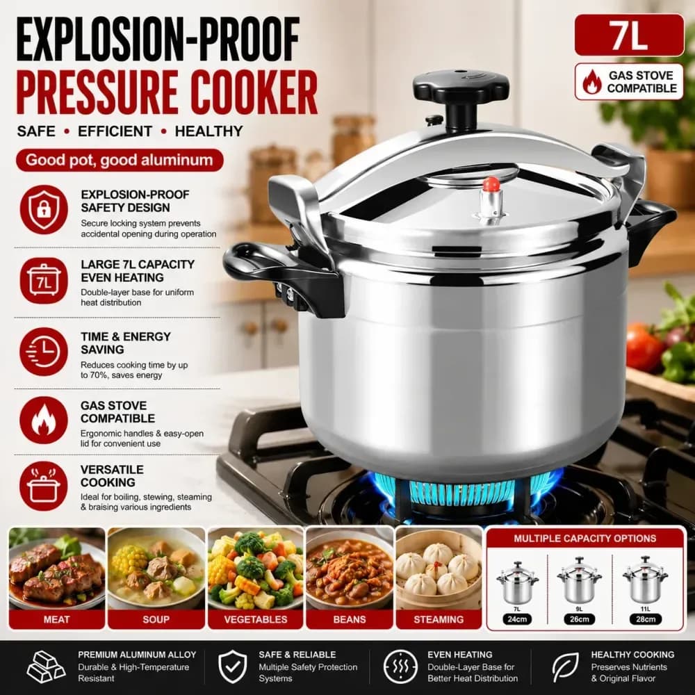 Autocuiseur en aluminium pour cuisinière à gaz