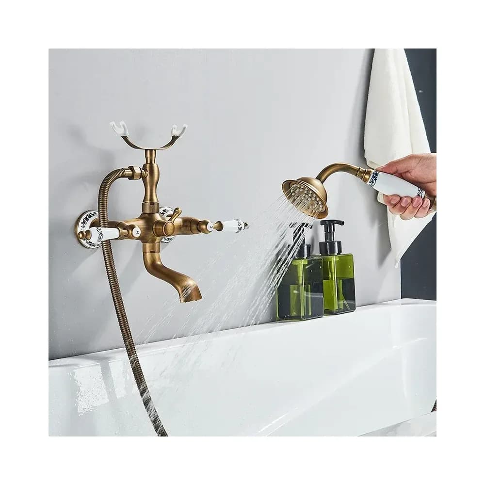 Mitigeur bain-douche rétro Rozin en laiton avec douchette – photo 4