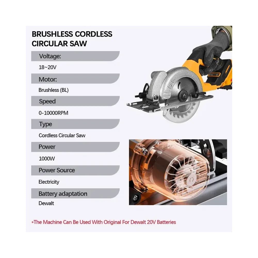 Scie circulaire sans fil 1000W pour batterie Dewalt 20V – photo 3